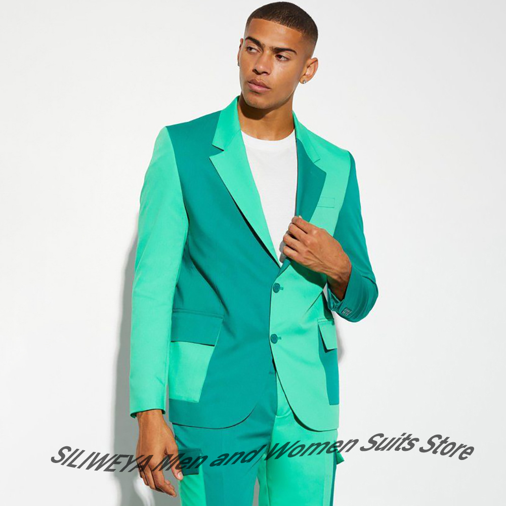 Men Formal Party Wear Dress - Stylowy męski dwukolorowy garnitur z turkusowym