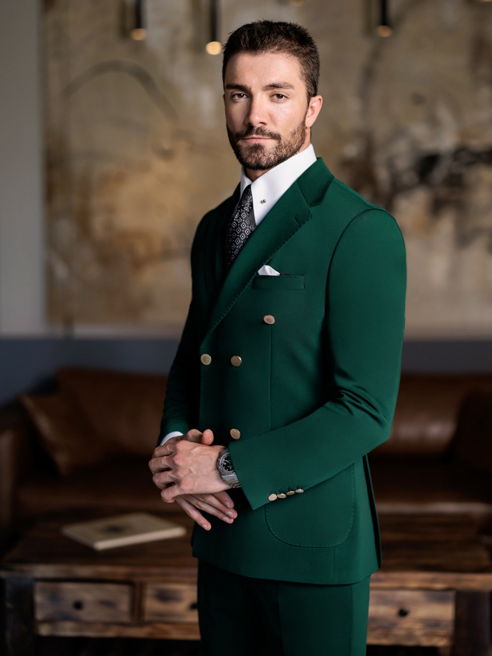 Zielony elegancki męski garnit – Men Formal Wear Pants recenzja i cena