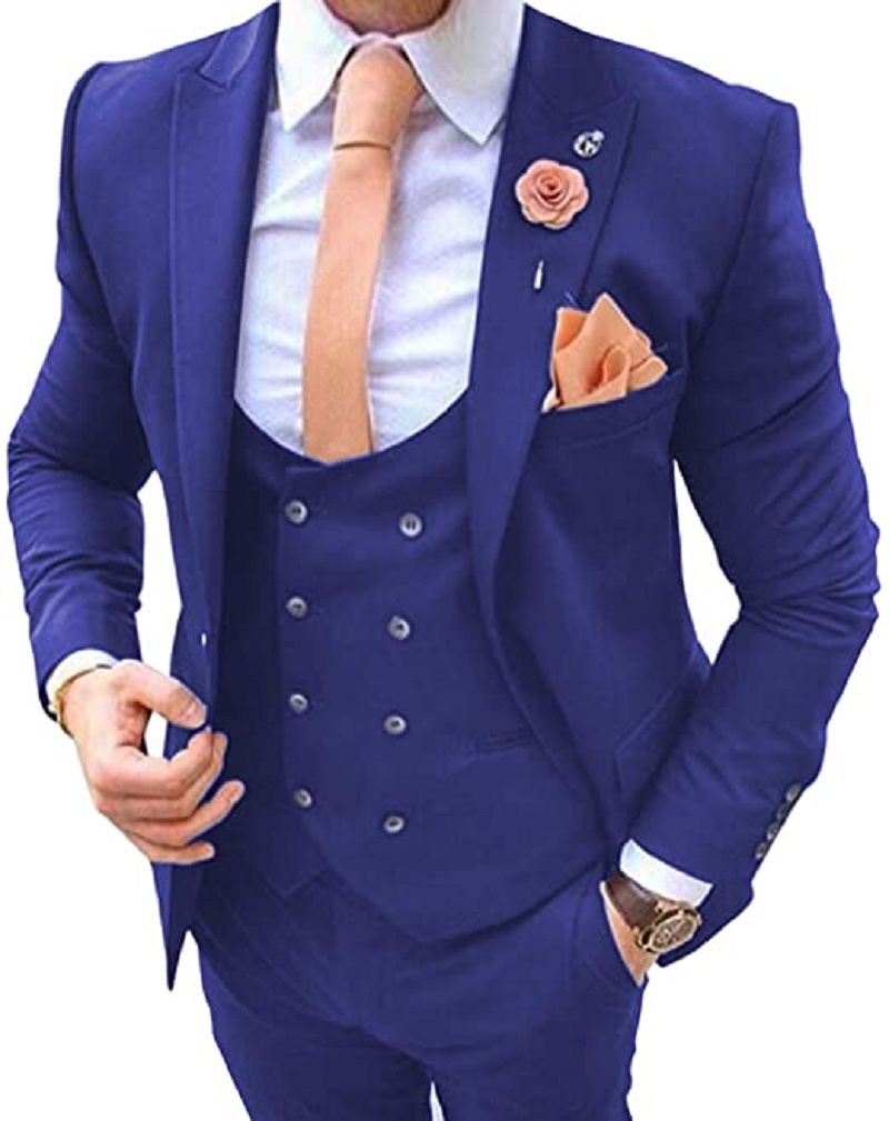 Granatowe garnitury męskie 3-c – Men Formal Wear Pants recenzja i cena