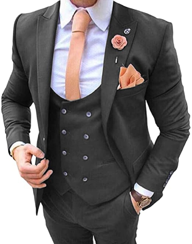 Granatowe garnitury męskie 3-c – Men Formal Wear Pants recenzja i cena